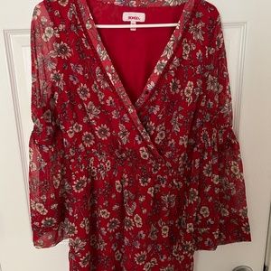 Bongo Red Floral Short Style Romper